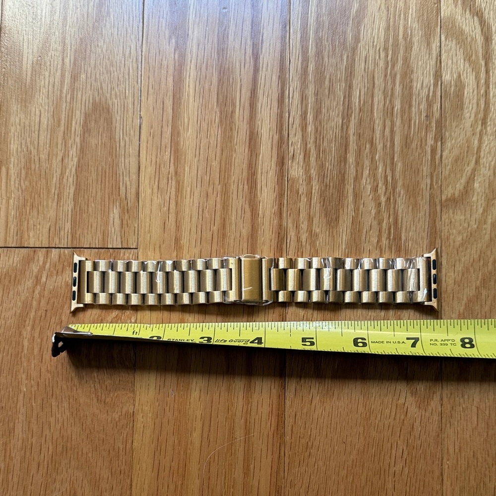 Apple Watch Gold Metal Link Watch Band with Deployant Clasp